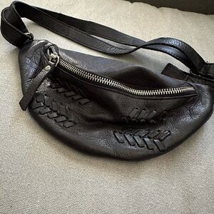Latico black leather fanny pack cross body bag